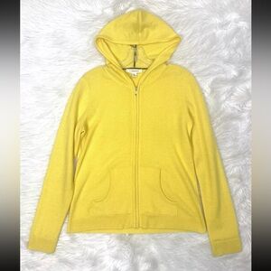 C.Cashmere Sweater Yellow 2-PLAY Cashmere Hoodie Full Zip Jacket Sz M